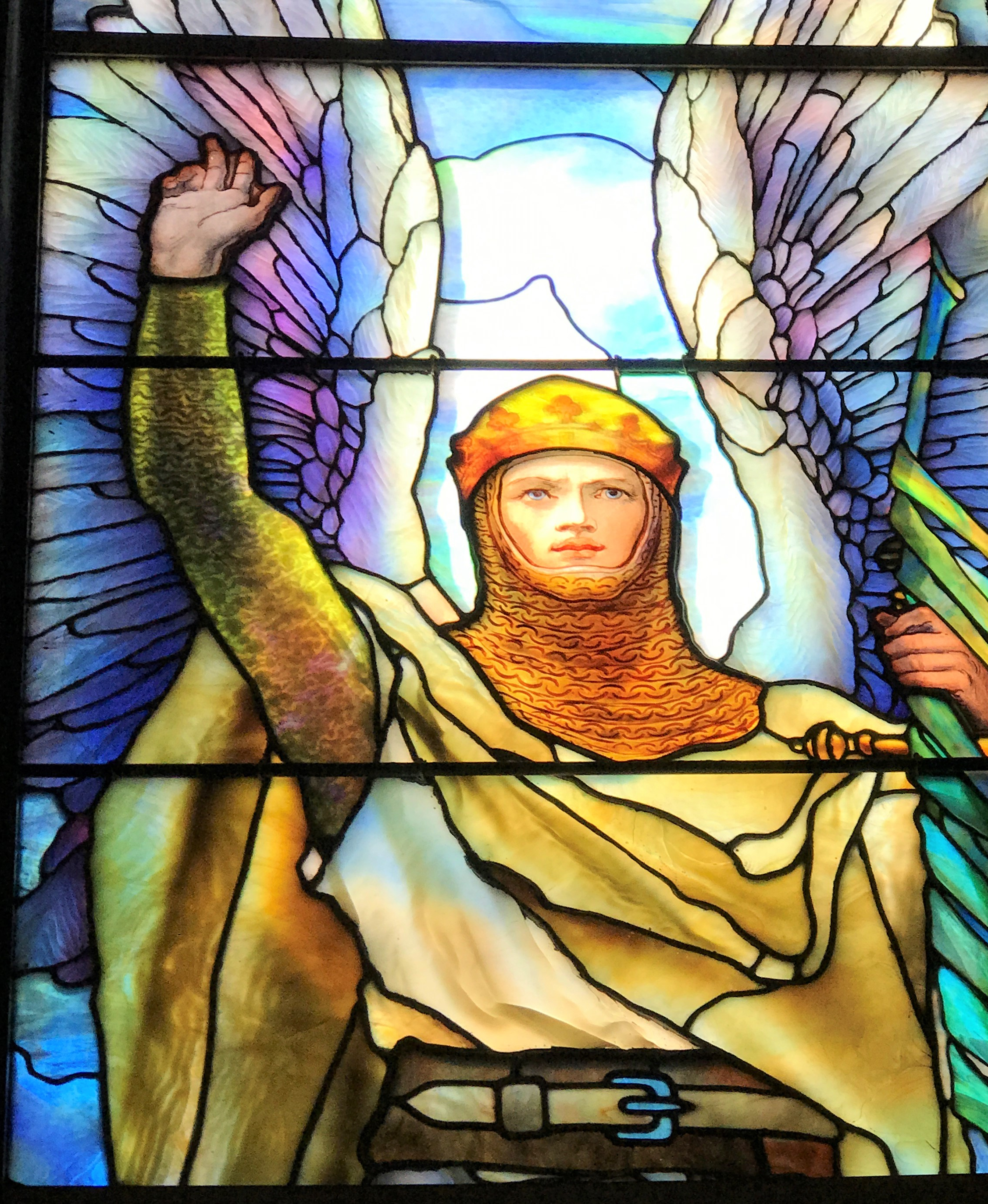 soldier in stained glass window